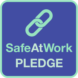 Sign that reads SafeAtWork Pledge