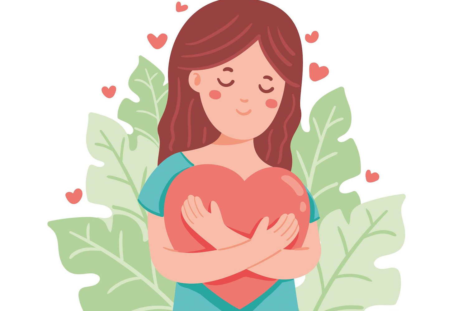 Animation of girl holding a heart. 