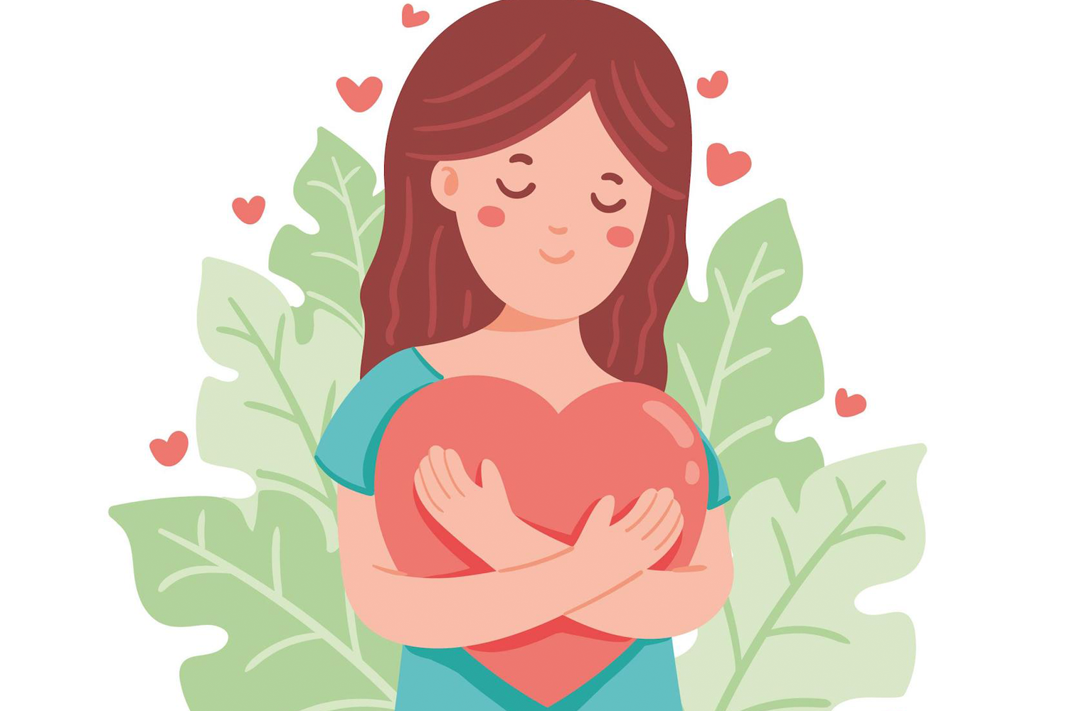 Animation of girl holding a heart.