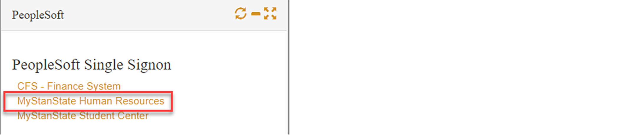 screenshot of the myStanState Human Resources link