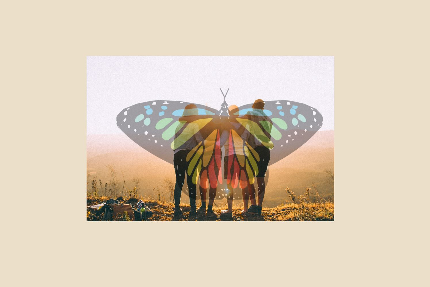 Image of friends and butterfly.