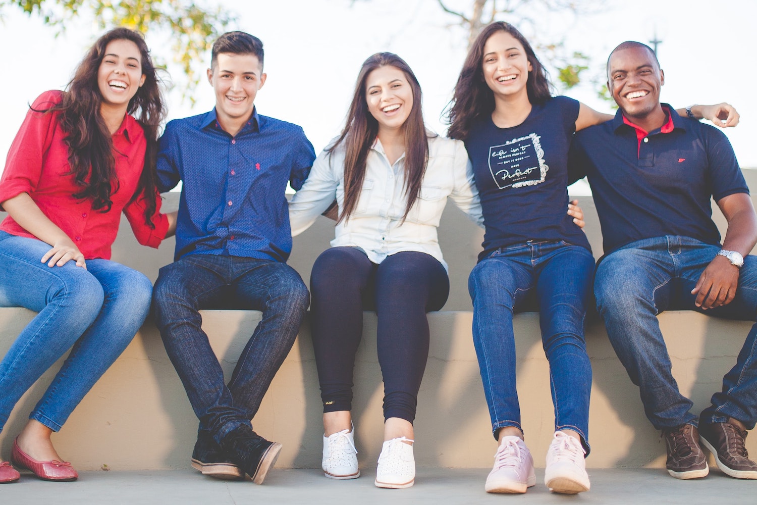 A group of college students taking a picture.