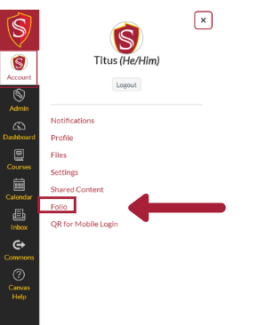 Arrow Pointing to Folio