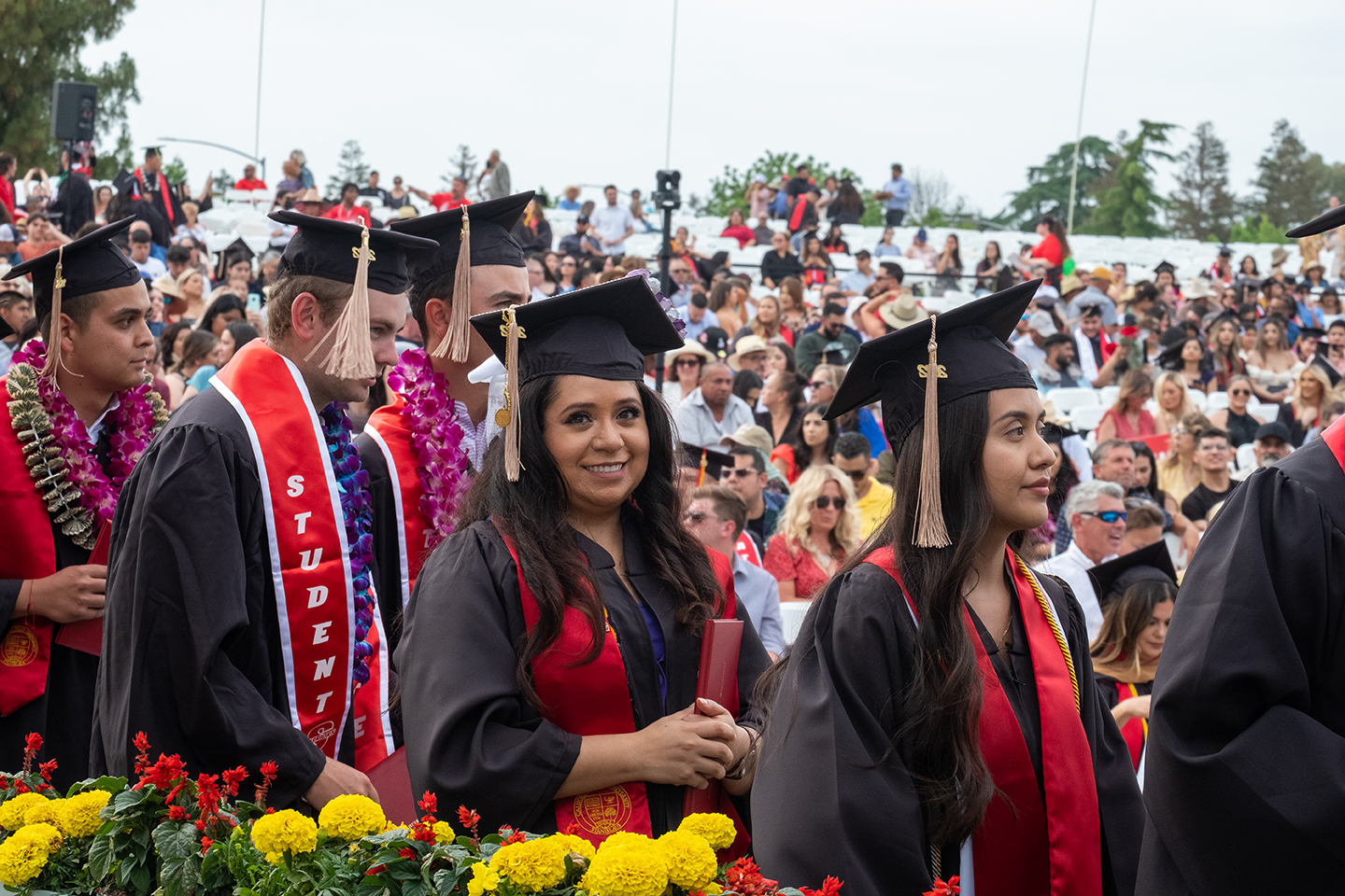 Graduating students at commencement ceremony