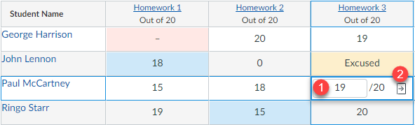 Grading individual cell in Gradebook