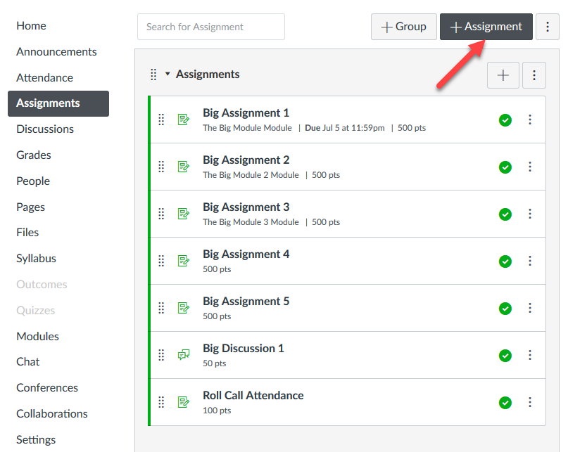 how to make assignments visible to students in canvas