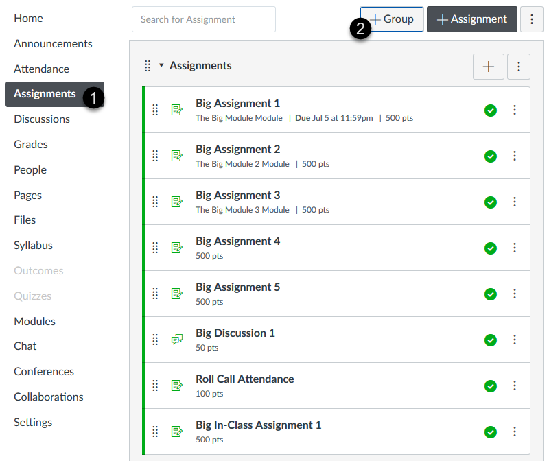 Creating an assignment group