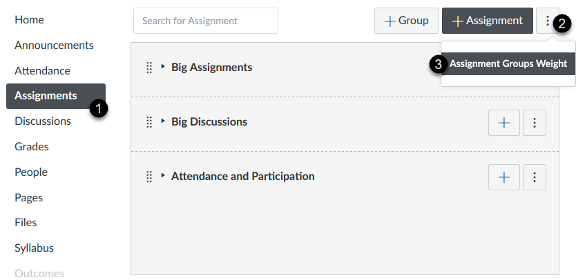Steps to add weights to assignment groups