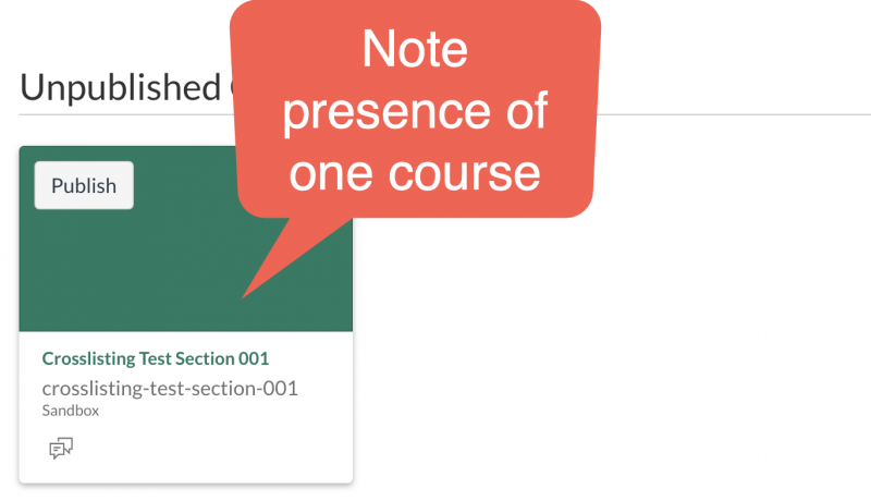 A single course card on the dashboard with the label "Note presence of one course"