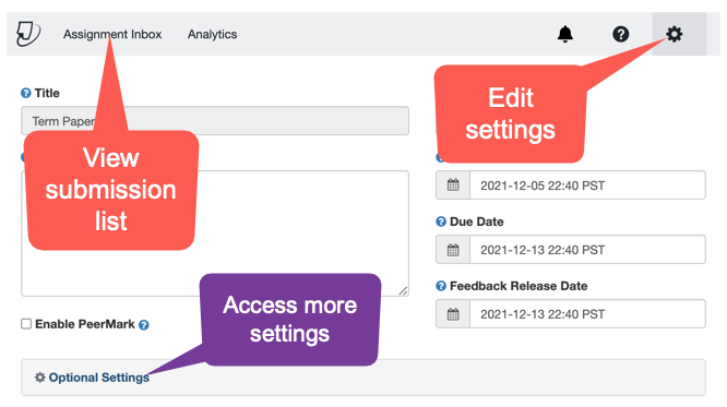 Overview of Turnitin Inbox settings