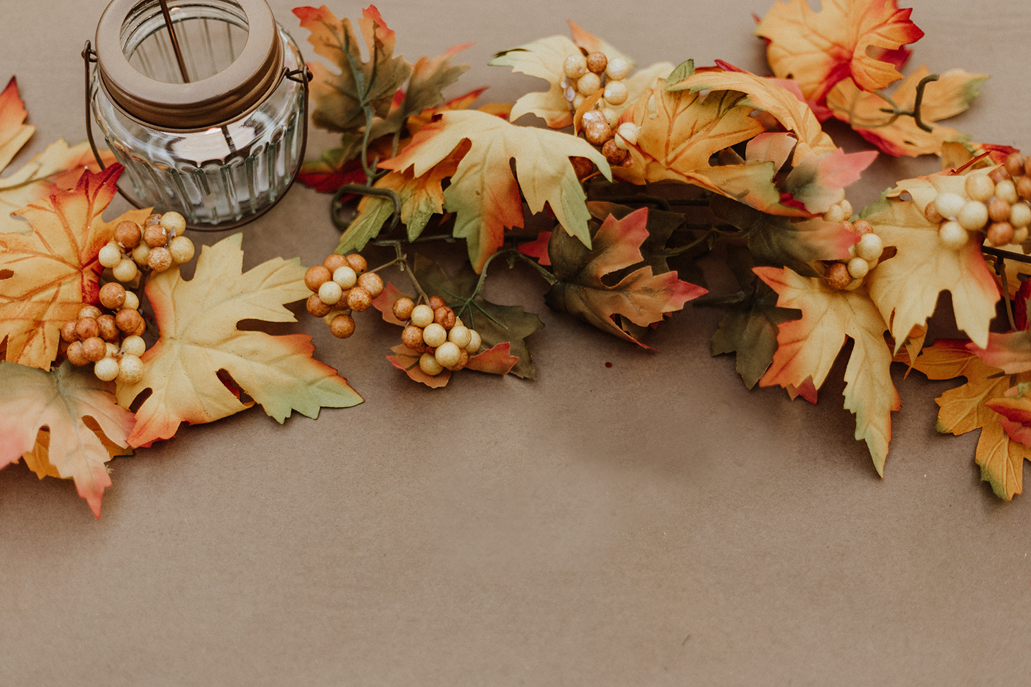 fall leaves on table