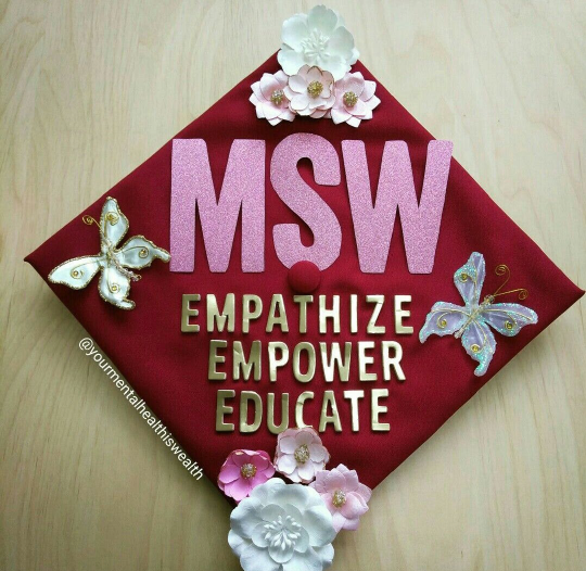 decorated cap: MSW Empathize, Empower, Educate