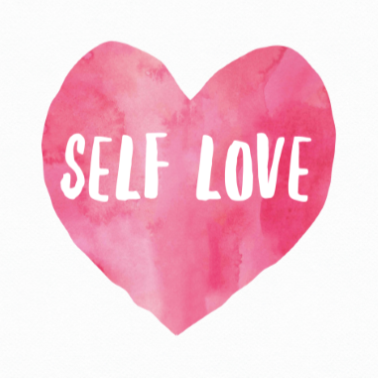 Self Love written on a pink heart