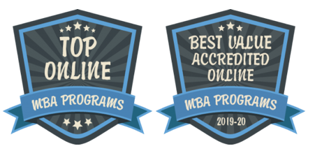 omba.png Two badges stating top online mba and best value program