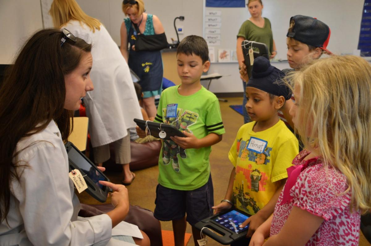 Students with tablets