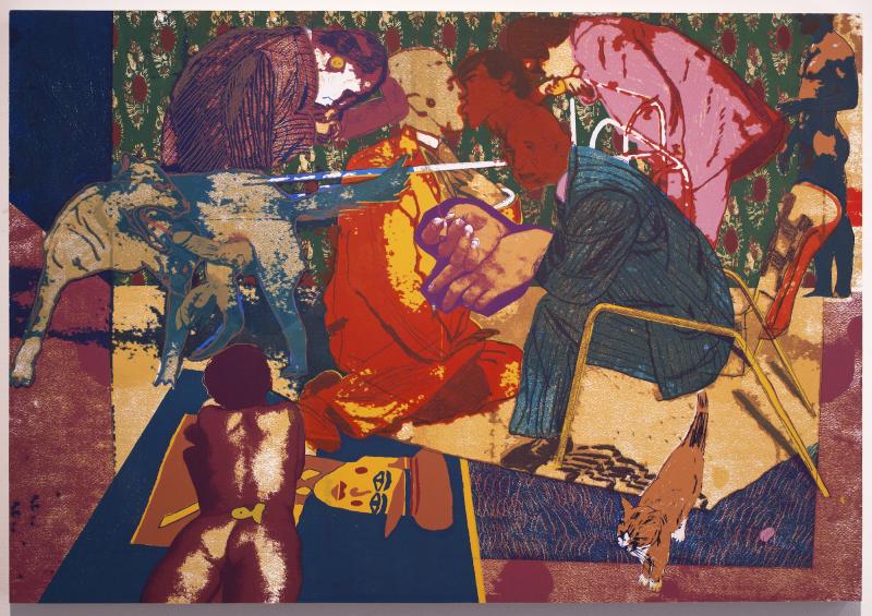 Color print containing human and animal figures