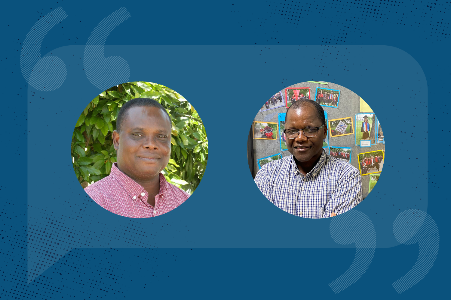 Professor Augustine Avwunudiogba (pictured left) and Professor Abu Mboka (pictured right) on a contemporary blue background.