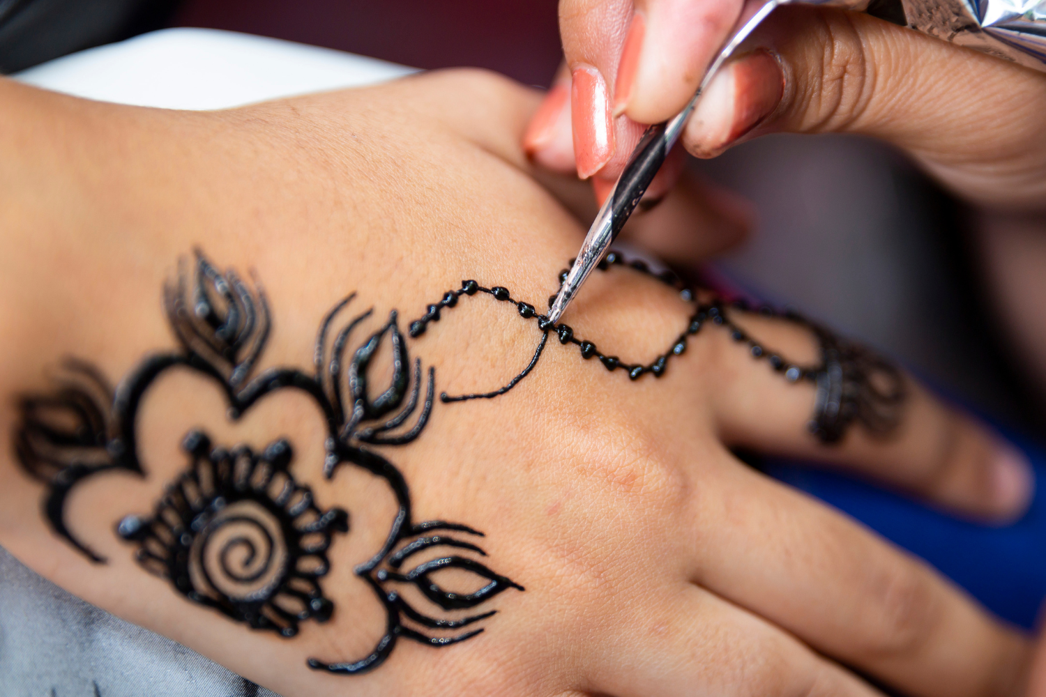 Close up of henna tattoo.