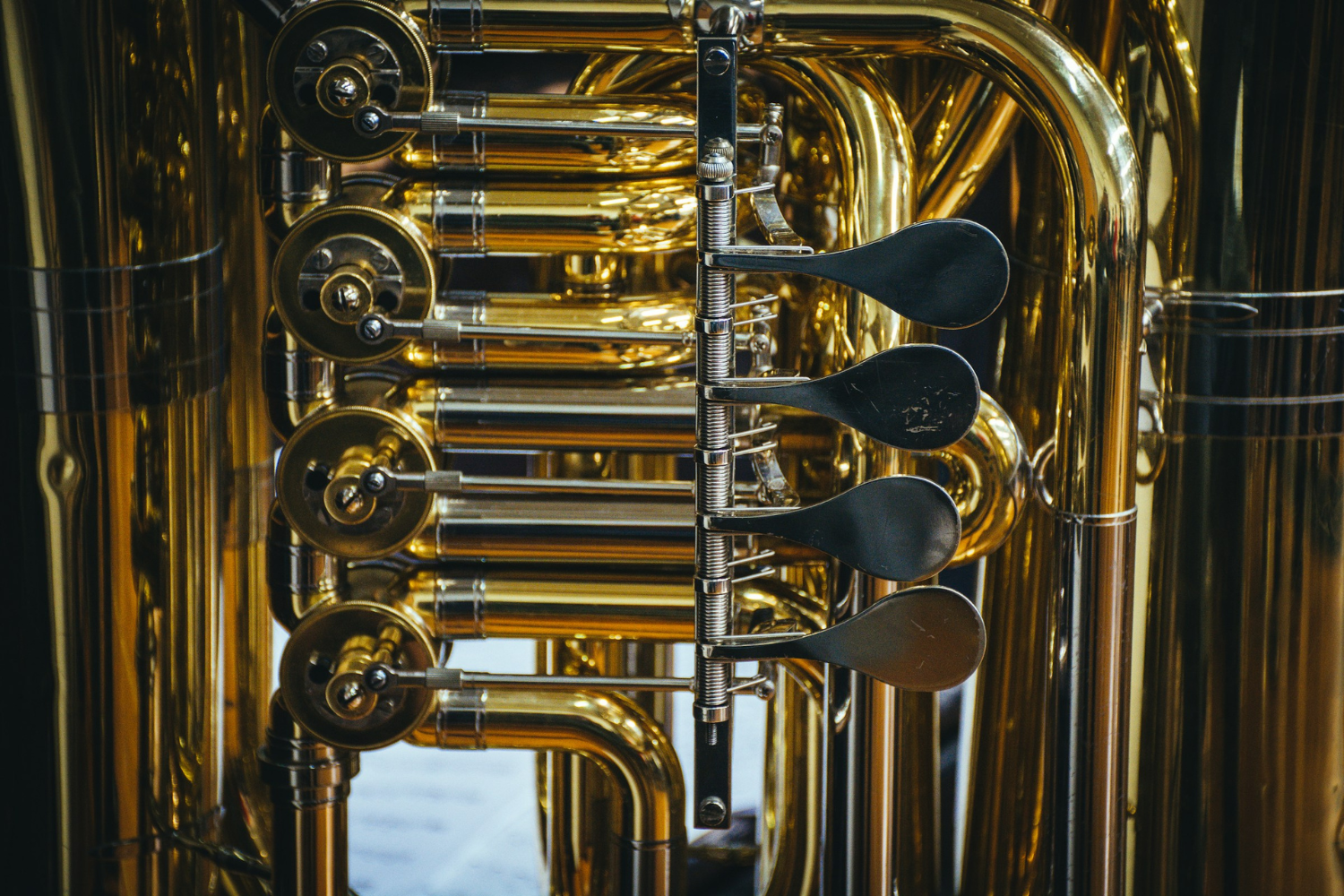 Close up image of a tuba.