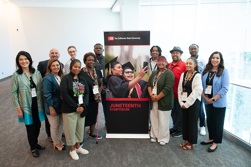 Stan State students, faculty, staff and alumni with CSU Trustee Wenda Fong