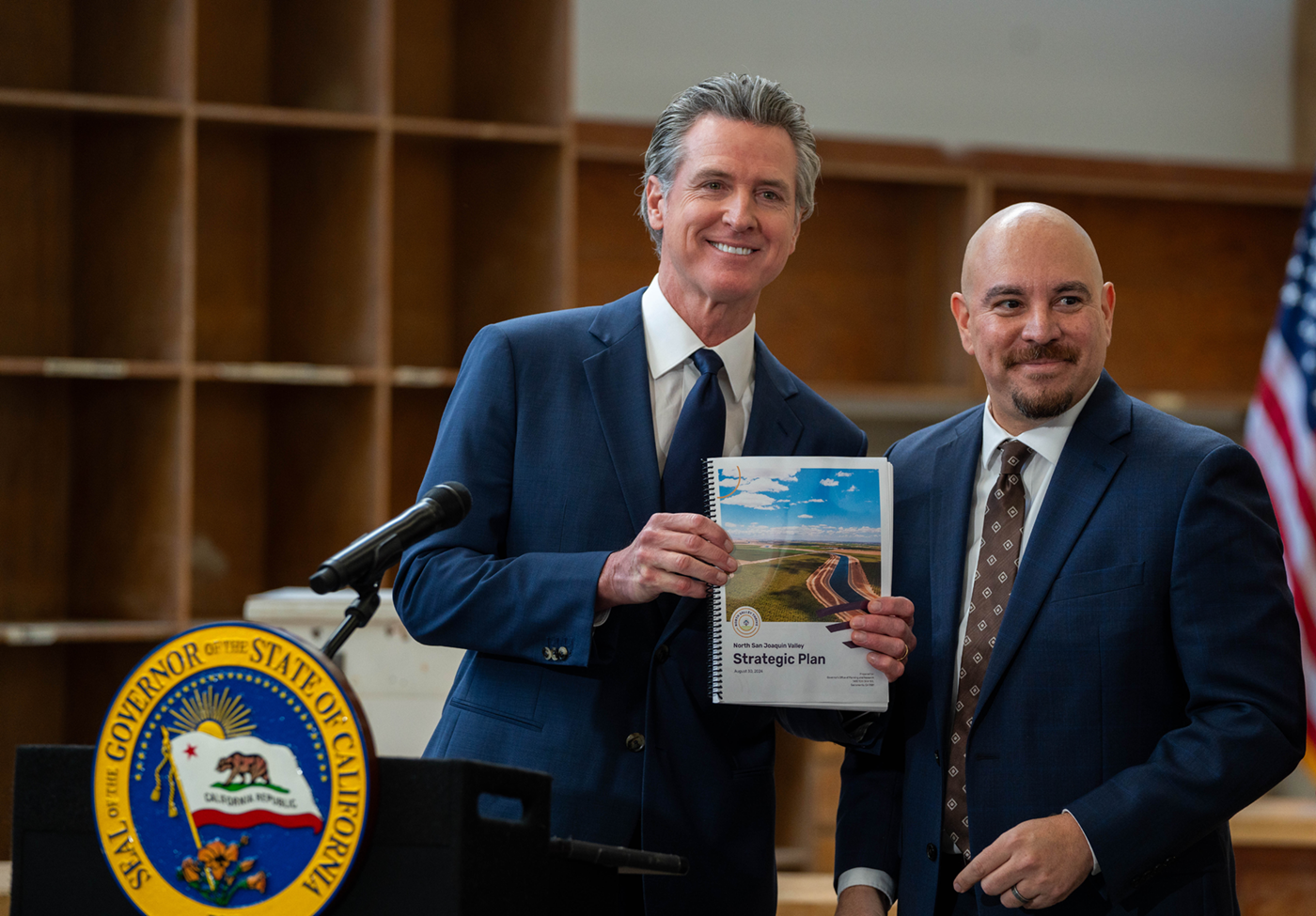 Governor Gavin Newsom and Merced County Director of Workforce Investment Erick Serrato