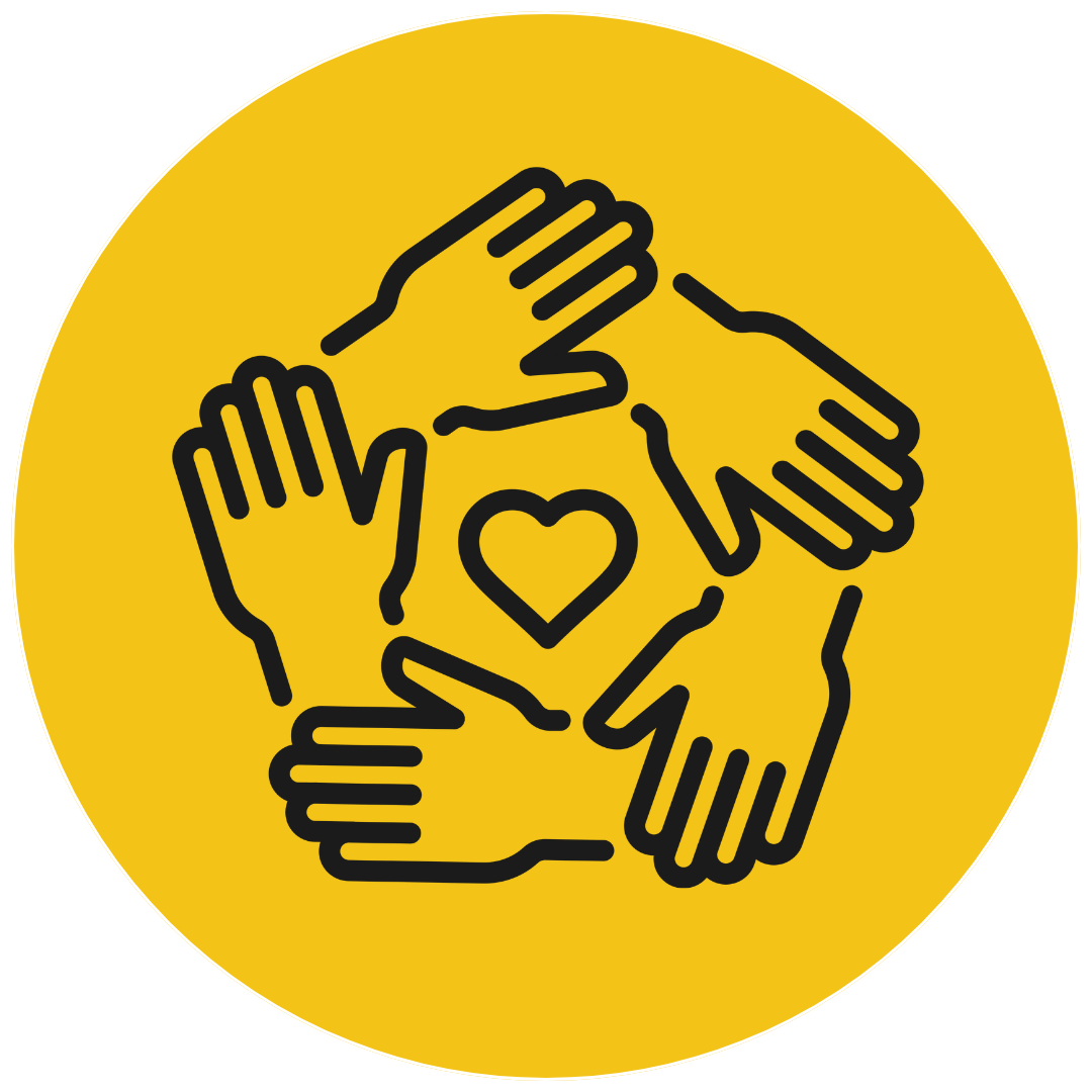 hands forming circle around heart icon