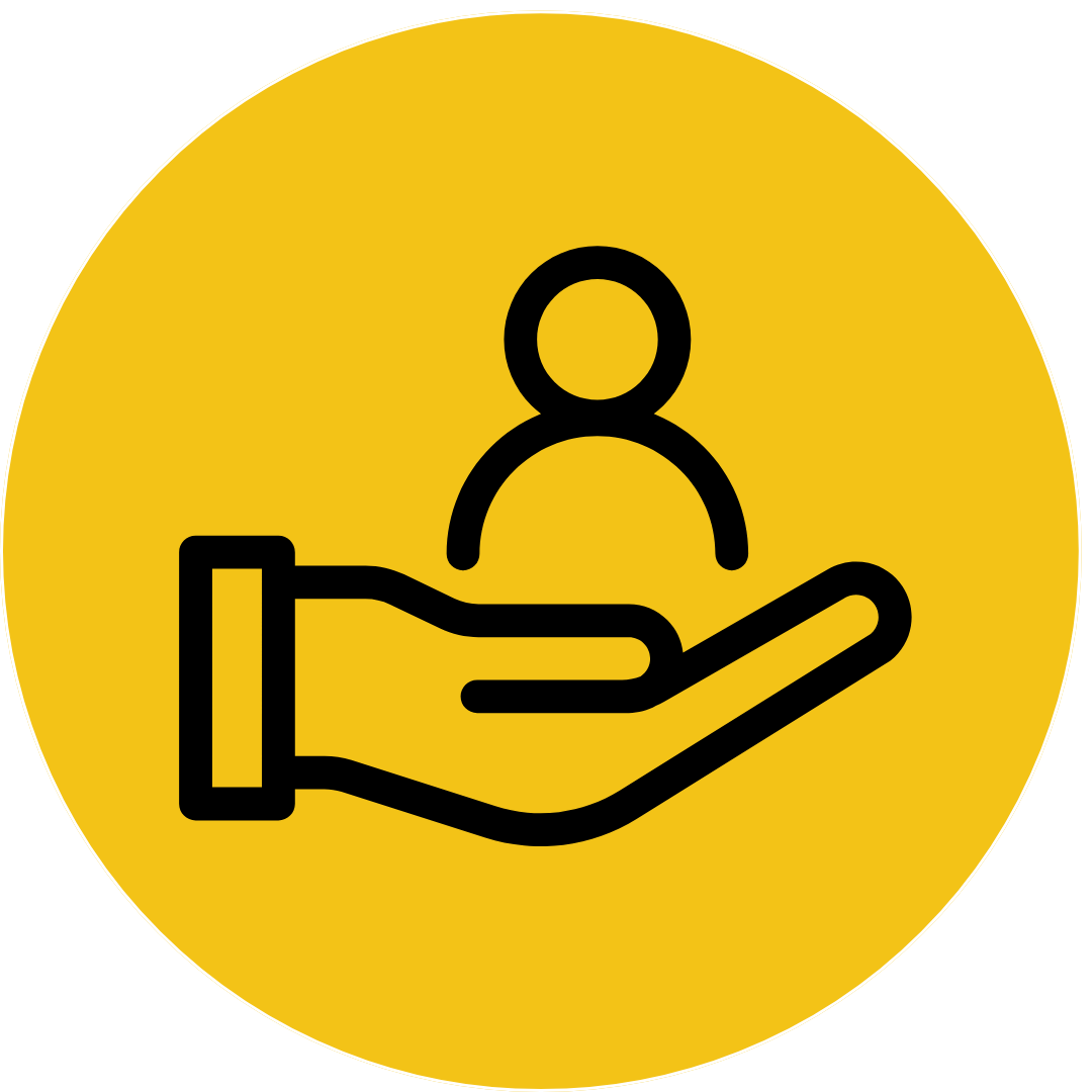 hand holding avatar icon