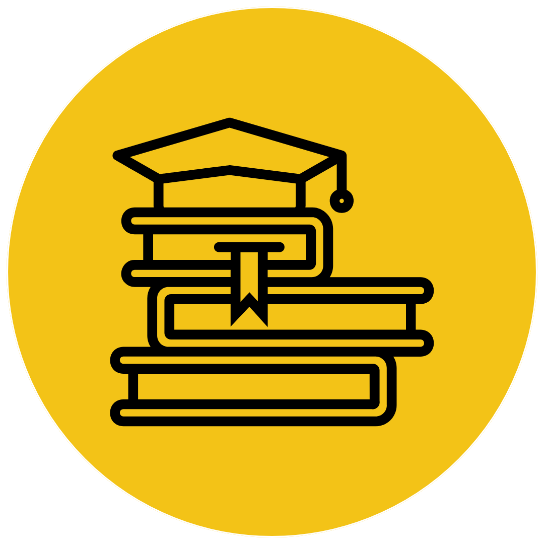 Graduation cap on stack of books icon