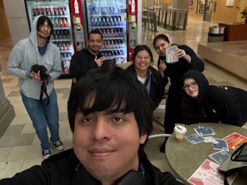 Sergio Alfaro and friends working together on a project for Documentary Videography class.