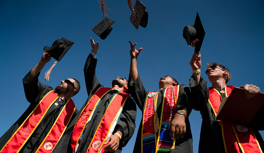 grads at commencement ceremony