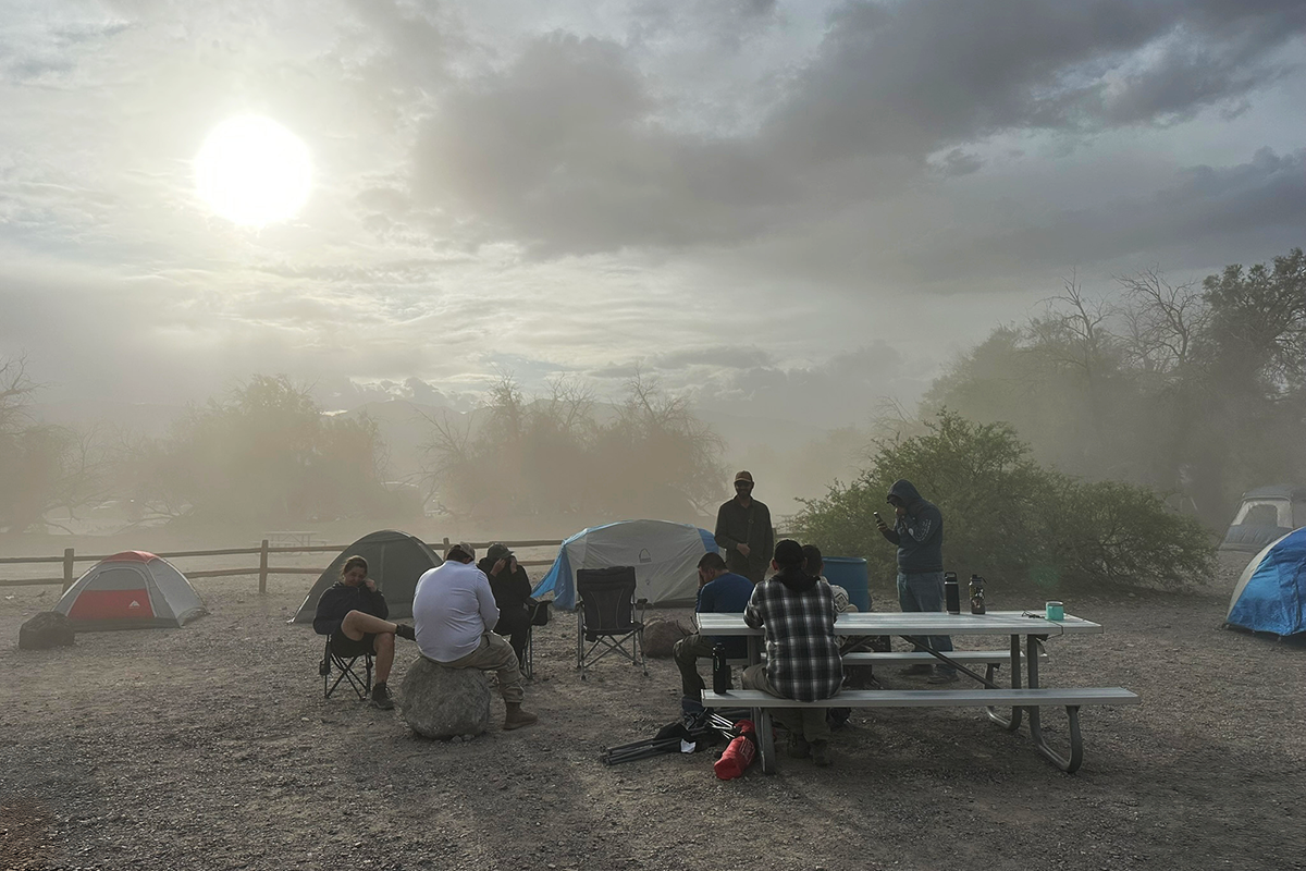 dust in the air at the campground