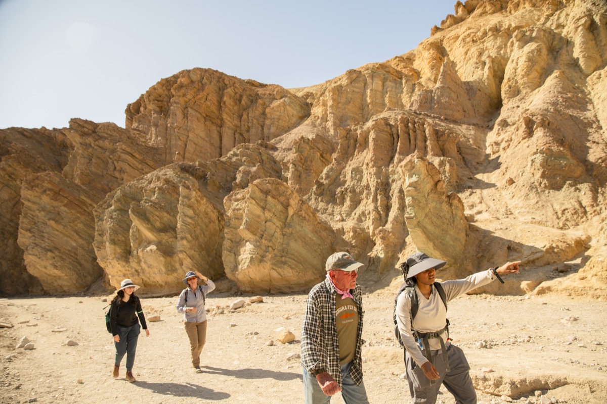 students exploring Golden Canyon with Chuck Bowen and Alison McNally
