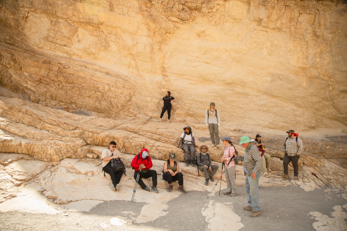 taking a moment and getting a lesson in Mosaic Canyon