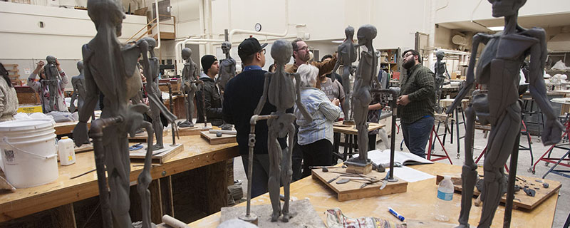 Sculpture class with instructor