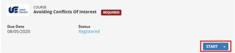 Training required screen