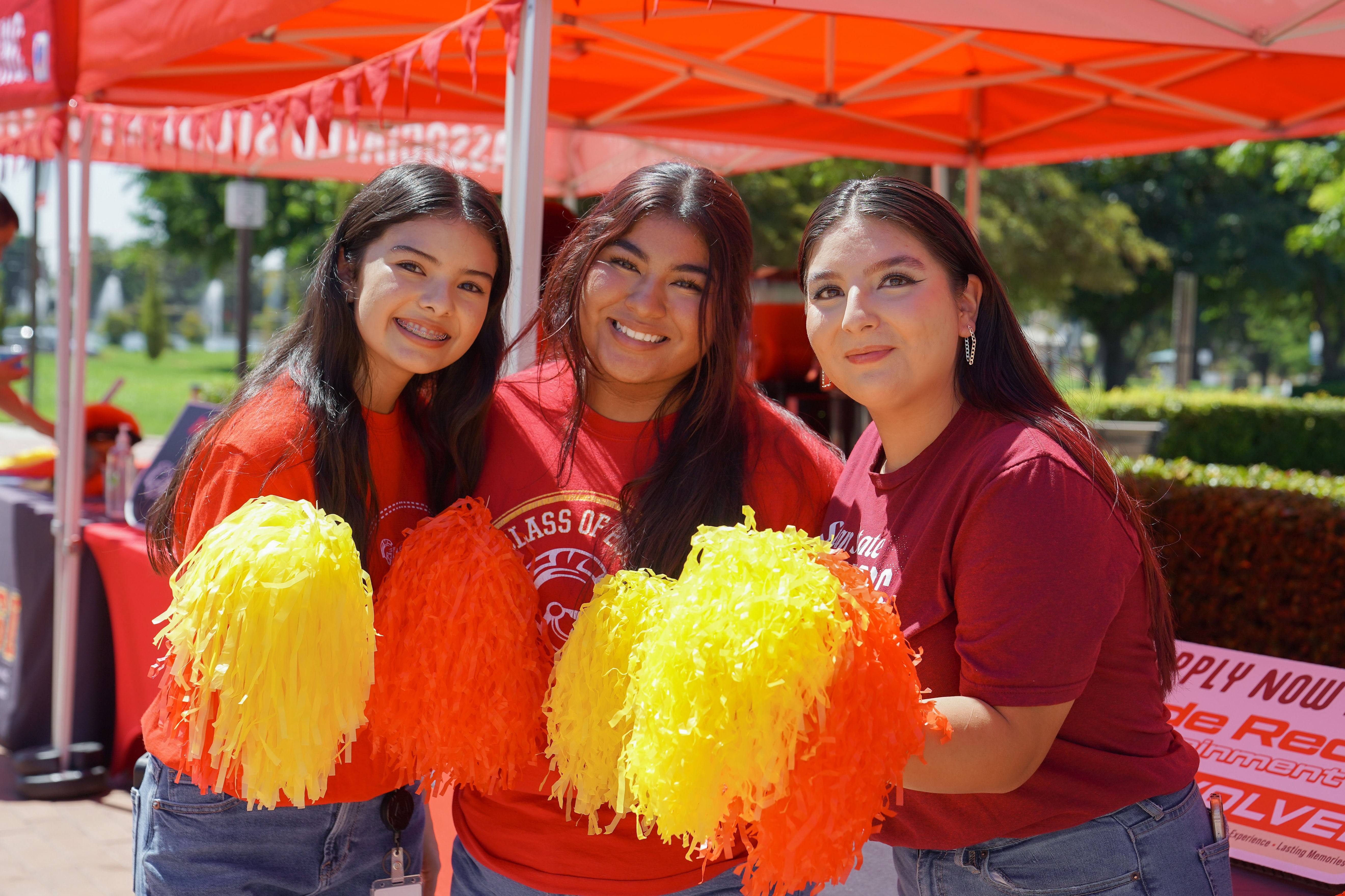 Students with campus spirit props