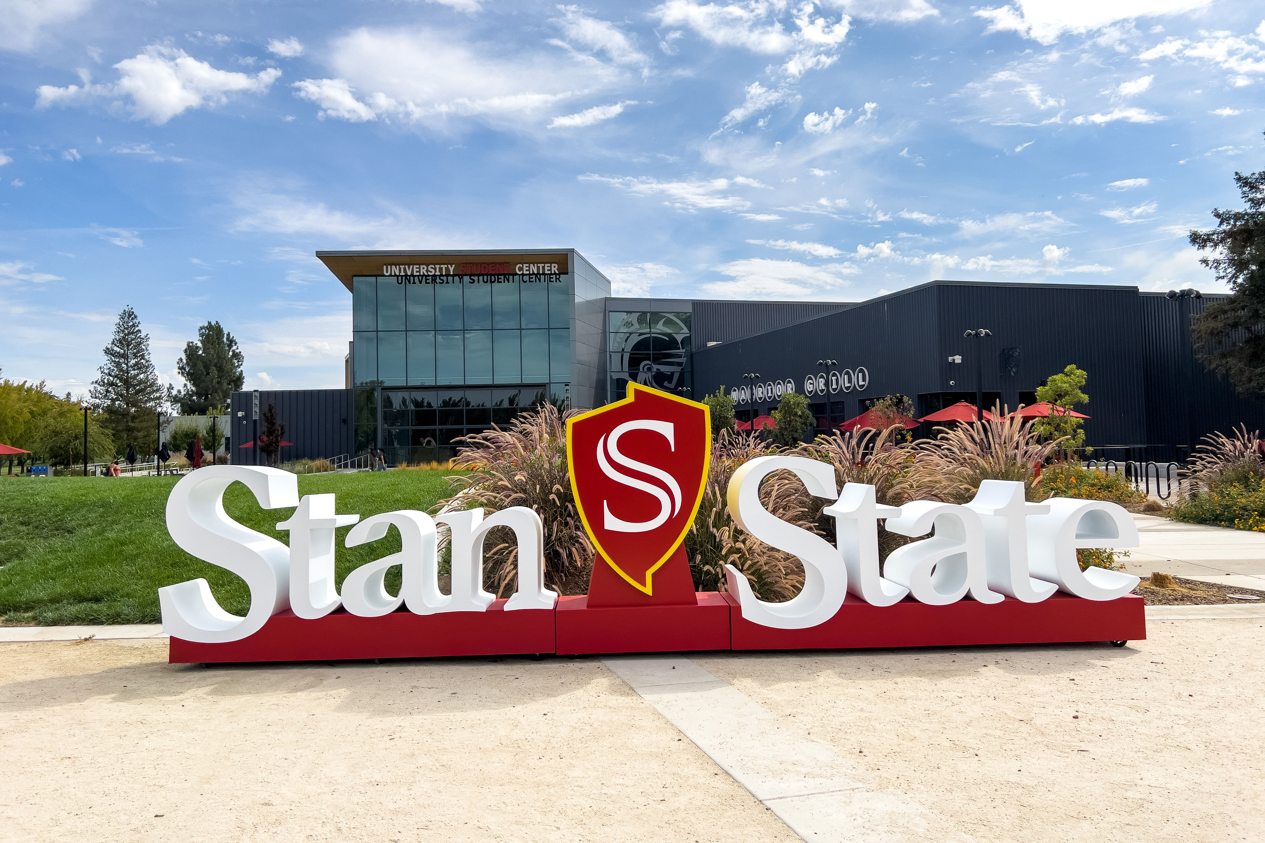 Stan State sign in front of the Student Center