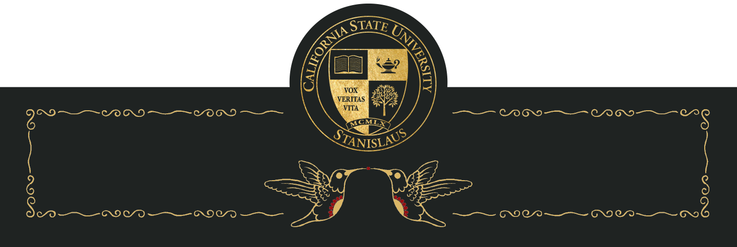 footer with University seal and pair of hummingbirds