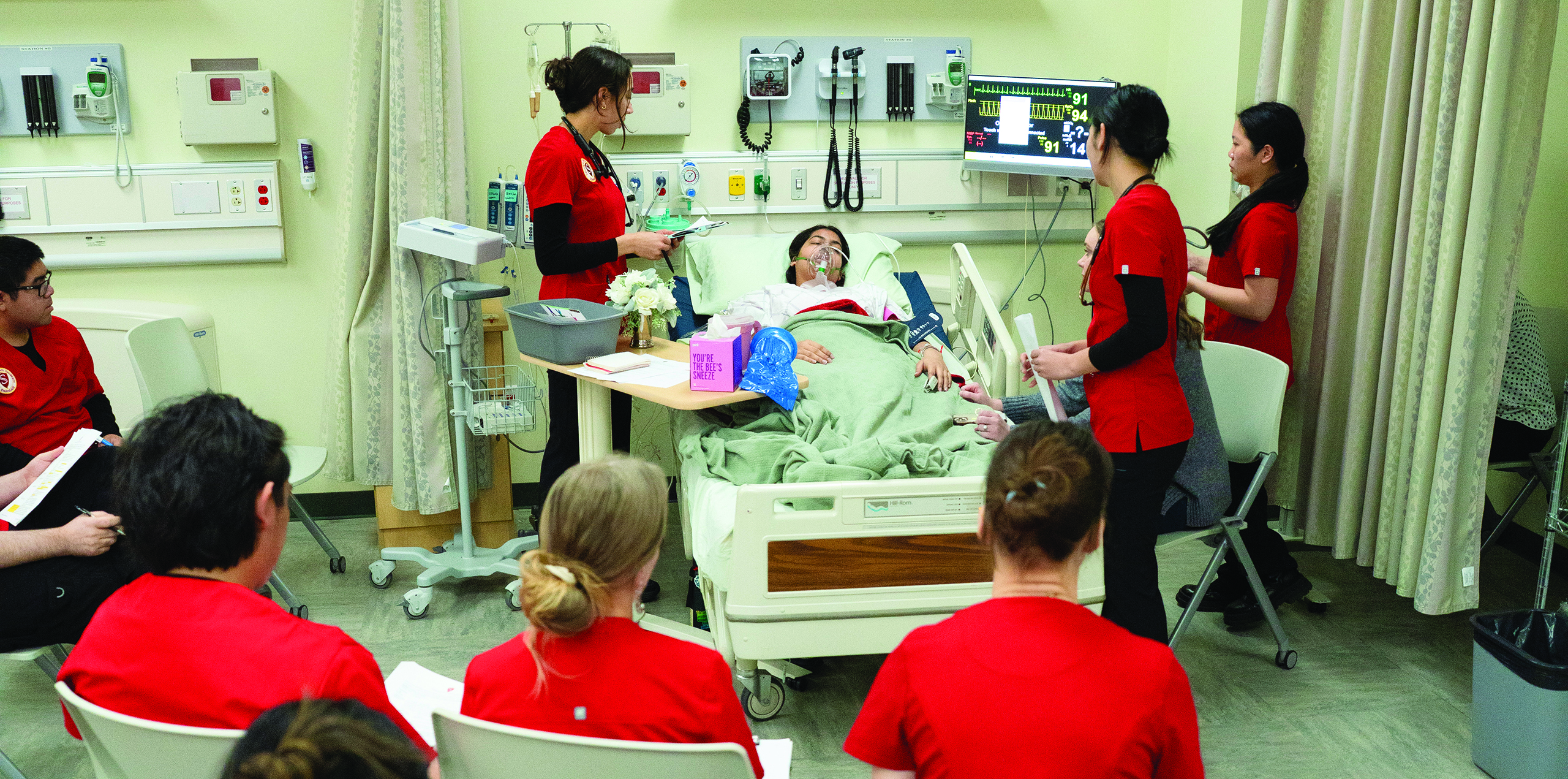 nursing students in sim lab