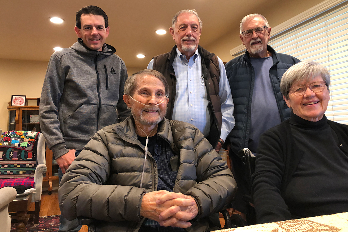 Ben Hoover, top left, and film production team members