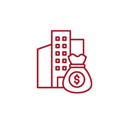icon building with bag of money