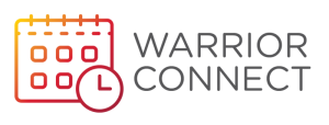 Logo with a calendar and clock icon next to the text “Warrior Connect”