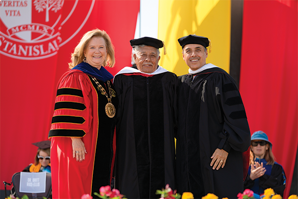 President Rios-Ellis with José Hernández and his father Salvador Hernández