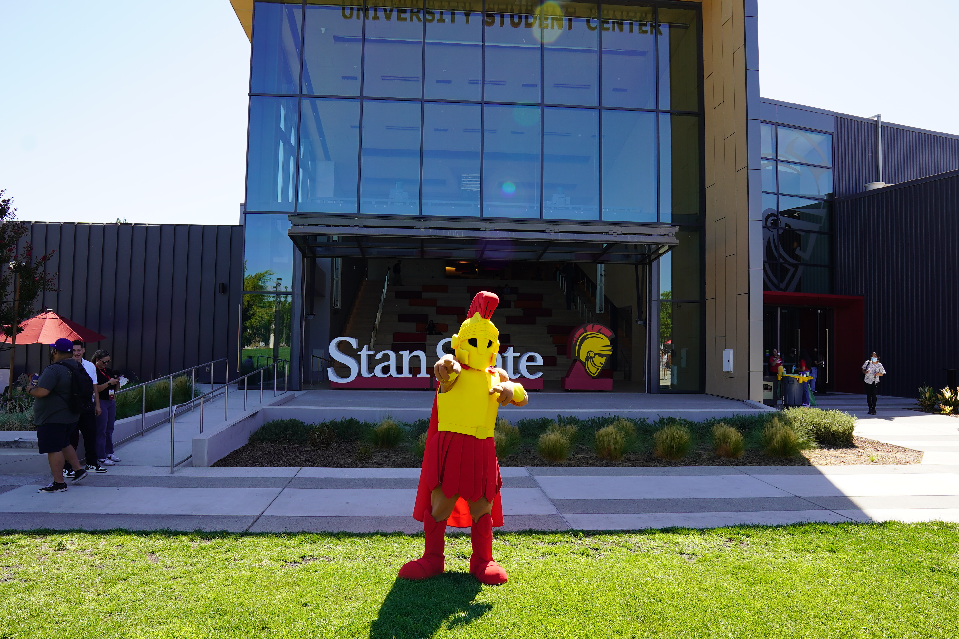 Titus standing on Warrior Lawn in front of the SC