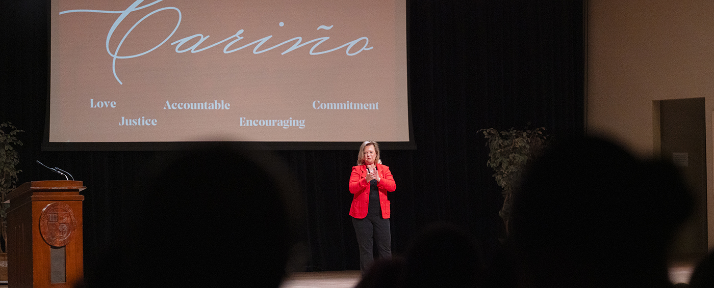 President Britt Rios-Ellis at Fall 2025 Welcome Address