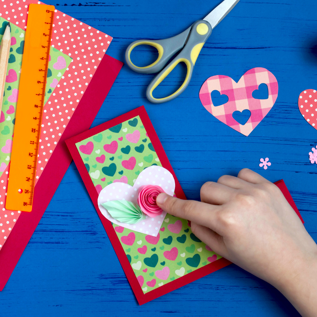 Card making activity with different patterned paper.