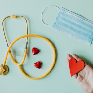 Stethoscope, mask, and a heart