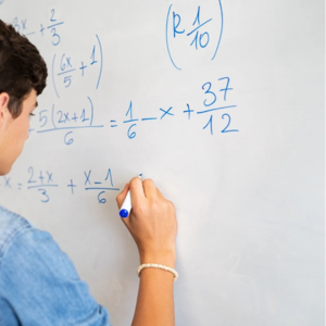 person solving a math equation