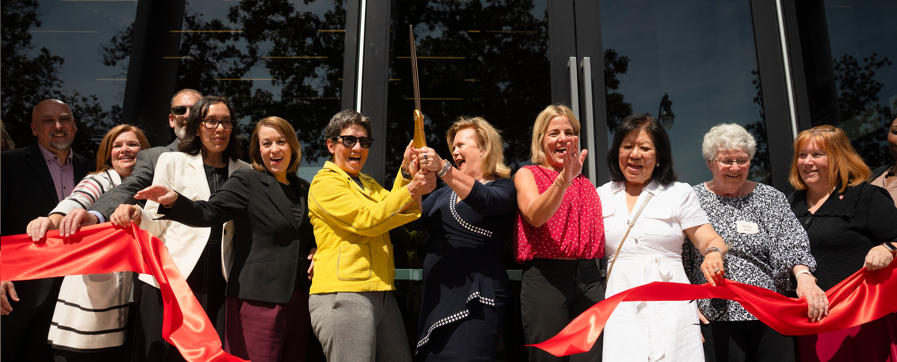 Stanislaus State leaders, students and community partners celebrate the ribbon-cutting of Willow Hall at the Stockton Campus, marking a major investment in health and human services education for the region.