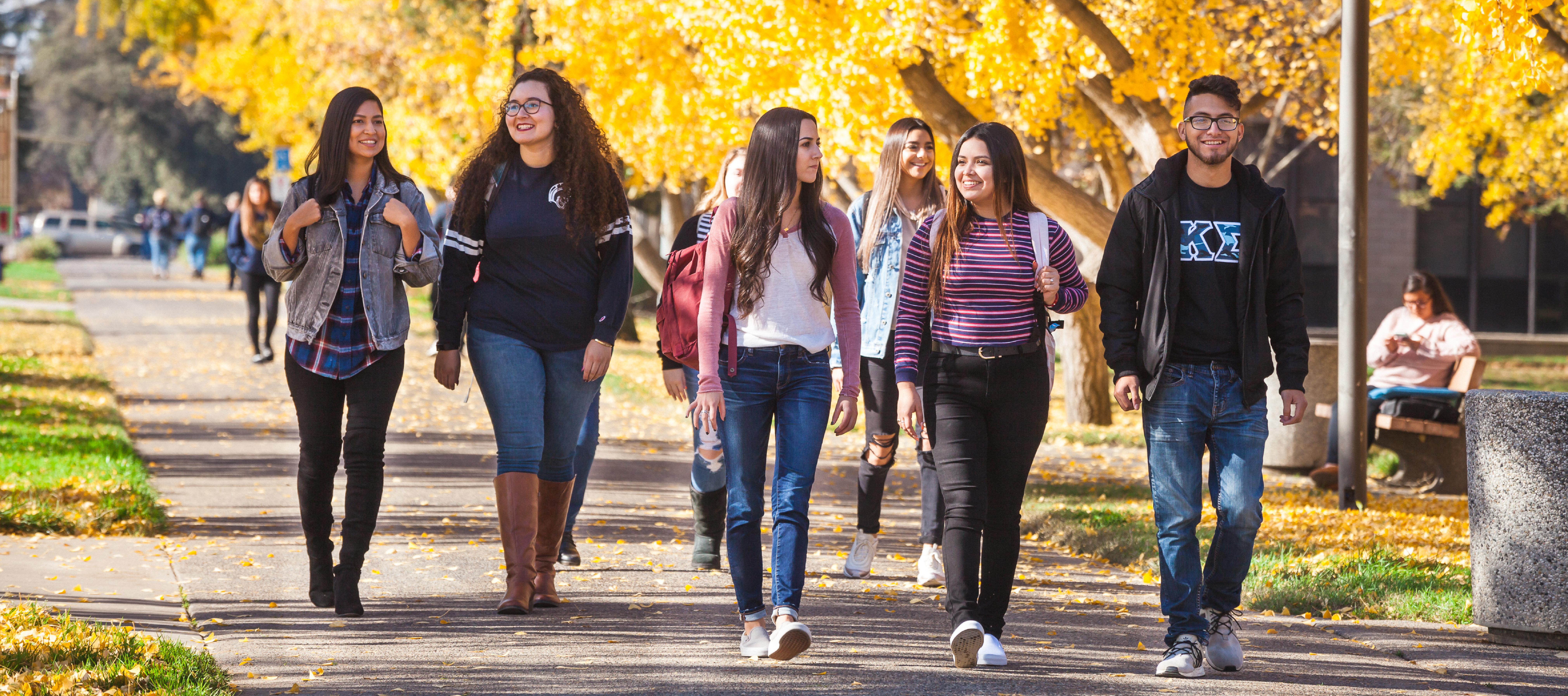 Students on campus. 